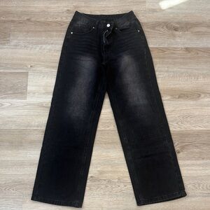 Elegant Black Wide Leg Women's Jeans
